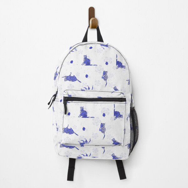 Item preview, Silhouettes of Cats with Blue Flowers designed and sold by Nekogobido.