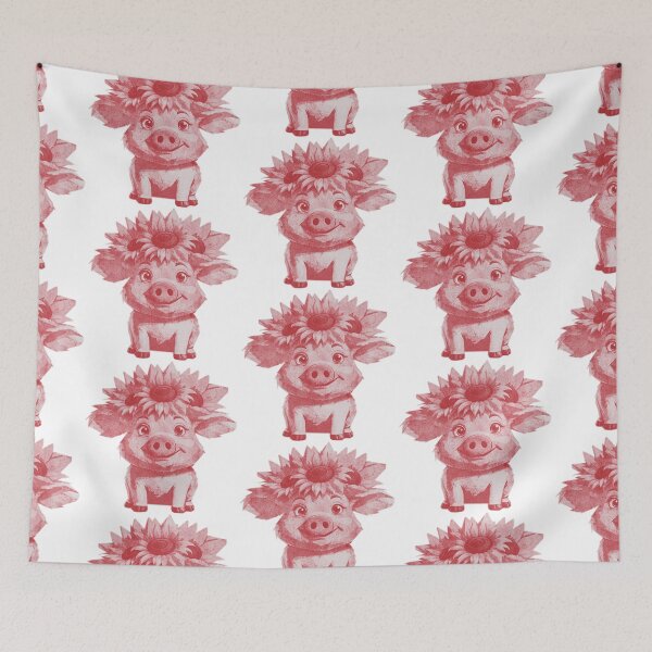 Item preview, Cute Pig with Sunflowers designed and sold by kinpirks.