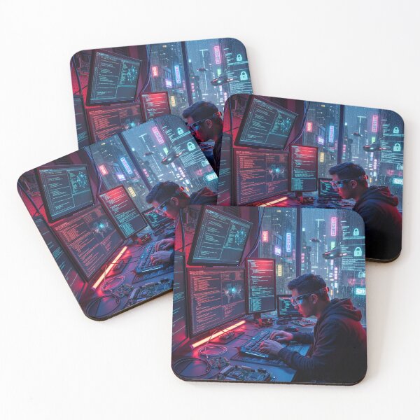 Item preview, Cybersecurity Cyberpunk Hacker Neon Art designed and sold by LifeToPrints.