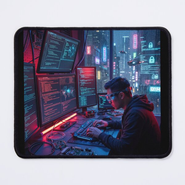 Item preview, Cybersecurity Cyberpunk Hacker Neon Art designed and sold by LifeToPrints.