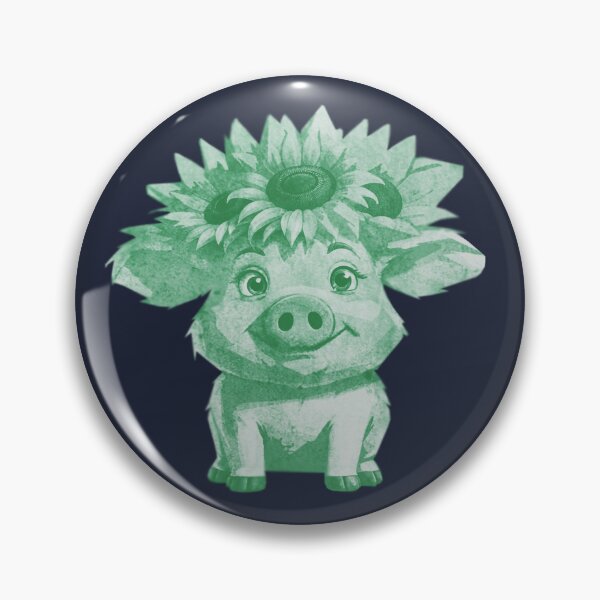 Item preview, Cute Pig with Sunflowers designed and sold by kinpirks.