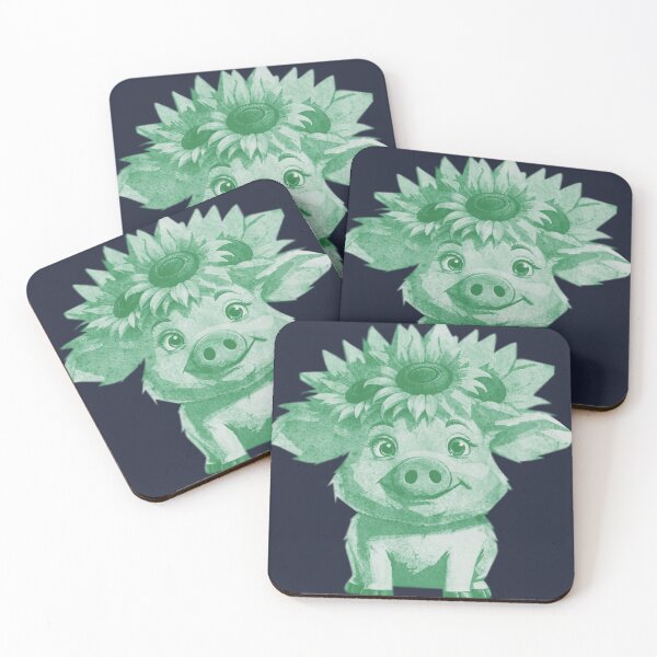 Item preview, Cute Pig with Sunflowers designed and sold by kinpirks.