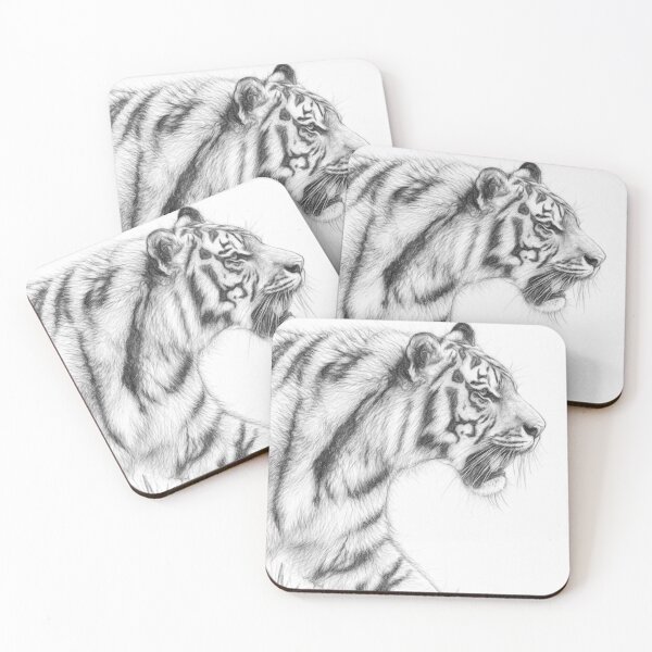 Item preview, Tiger Pencil Sketch Art Print | Black and White Big Cat Portrait | Realistic Wildlife Drawing designed and sold by Leon Woods Pencil Art.