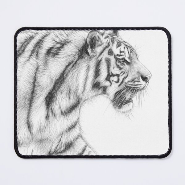 Item preview, Tiger Pencil Sketch Art Print | Black and White Big Cat Portrait | Realistic Wildlife Drawing designed and sold by Leon Woods Pencil Art.