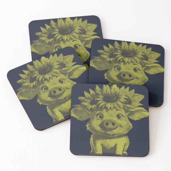 Item preview, Cute Pig with Sunflowers designed and sold by kinpirks.