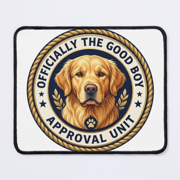 Item preview, Official Good Boy Approval Unit | Vintage Golden Retriever Badge Design designed and sold by GoldenPaw Society.