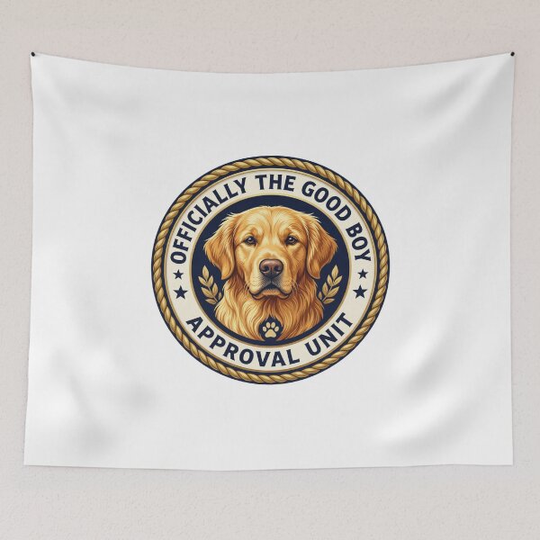 Item preview, Official Good Boy Approval Unit | Vintage Golden Retriever Badge Design designed and sold by GoldenPaw Society.