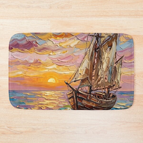 Item preview, Colorful Seascape with Sailing Ship designed and sold by BombasticPlanet.