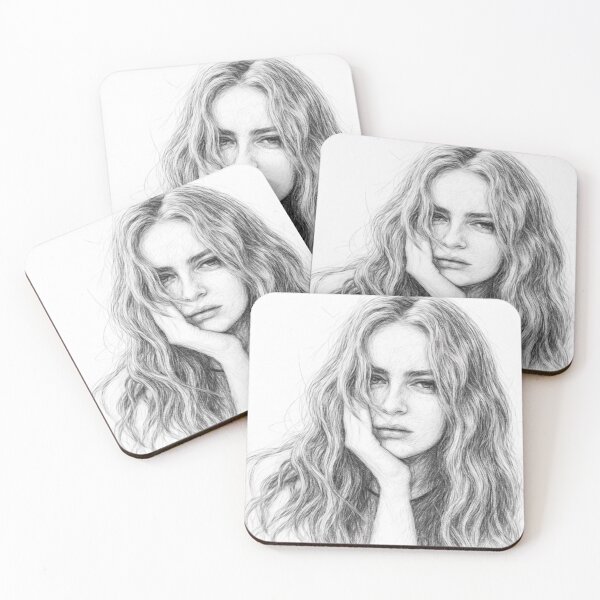 Item preview, Black and White Pencil Sketch Portrait Art Print | Realistic Actress Inspired Drawing | Monochrome Celebrity Style Artwork designed and sold by Leon Woods Pencil Art.