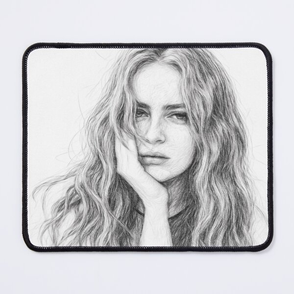 Item preview, Black and White Pencil Sketch Portrait Art Print | Realistic Actress Inspired Drawing | Monochrome Celebrity Style Artwork designed and sold by Leon Woods Pencil Art.