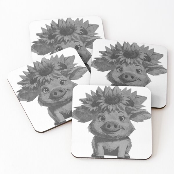 Item preview, Cute Pig with Sunflowers designed and sold by kinpirks.
