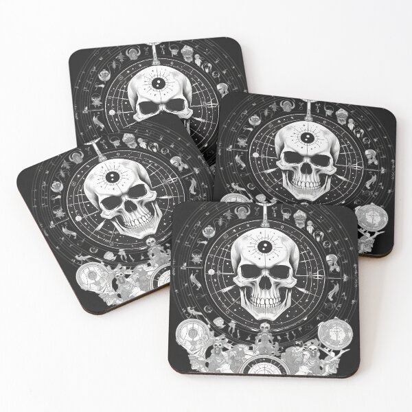 Item preview, Esoteric Astrological Skull Zodiac Wheel Engraving designed and sold by DarkOriginArts.