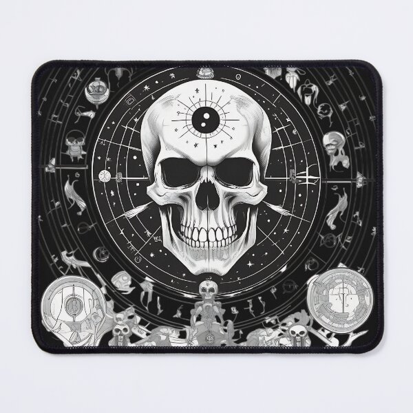 Item preview, Esoteric Astrological Skull Zodiac Wheel Engraving designed and sold by DarkOriginArts.