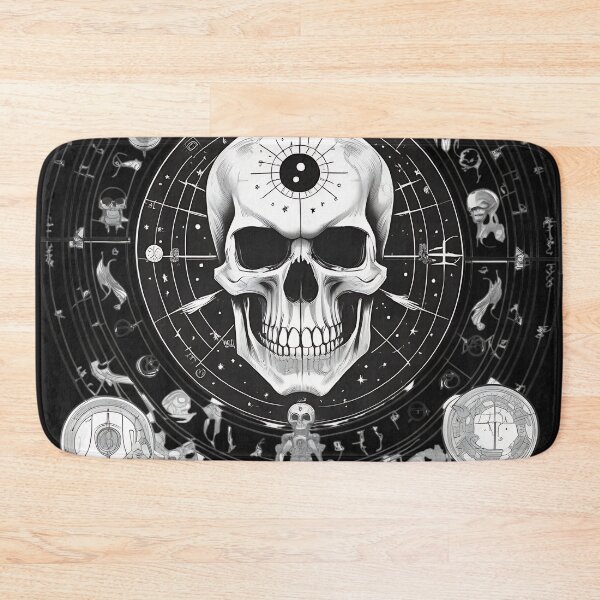 Item preview, Esoteric Astrological Skull Zodiac Wheel Engraving designed and sold by DarkOriginArts.
