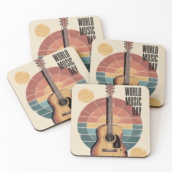 Item preview, Retro Acoustic Guitar and Music Is Power - World Music Day designed and sold by Art-Arcade6.