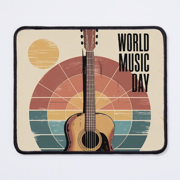 Item preview, Retro Acoustic Guitar and Music Is Power - World Music Day designed and sold by Art-Arcade6.