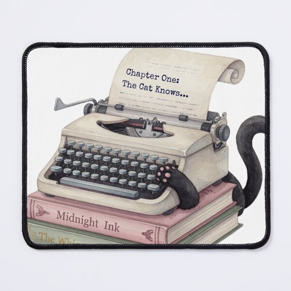 Item preview, Mystery In Progress — Vintage Typewriter Hidden Cat Writer Tee designed and sold by kosimazaki.