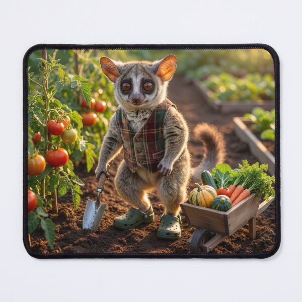Item preview, Cute Bushbaby Gardener Tends Tomatoes designed and sold by Tridentulus.