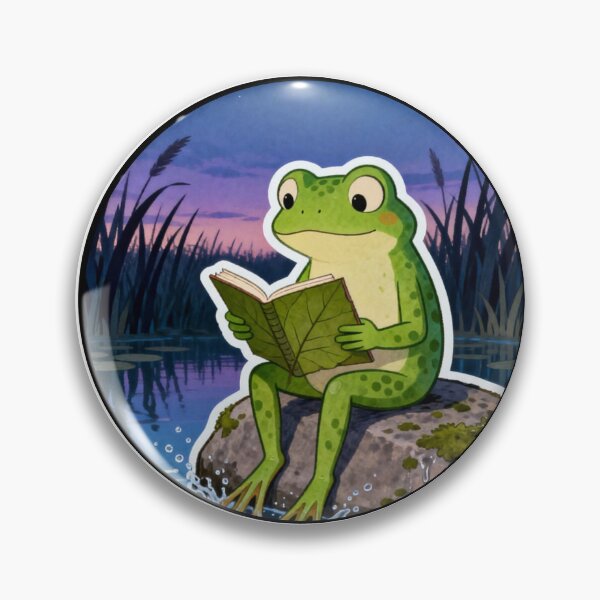 Item preview, Pond Therapy Frog | Cozy Reading Frog Sticker designed and sold by PropGiantStudio.