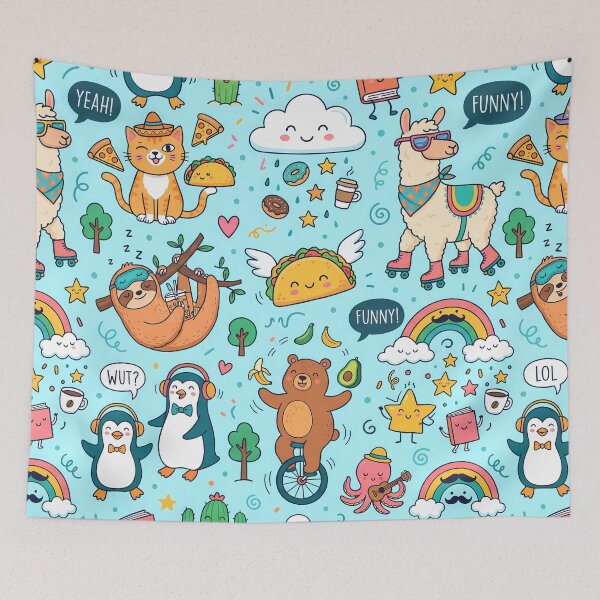 Item preview, Llama Cat Penguin Octopus Playfulness Charm Imaginative Art designed and sold by ART ATTACK ZONE.