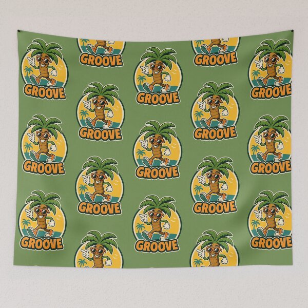 Item preview, Groove Cool Palm Tree Beach Retro Vintage Mascot designed and sold by ArtdesignsA.