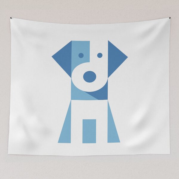 Item preview, Minimalist Geometric Dog Canvas Print - Cute Blue Negative Space Puppy Art designed and sold by Trinity Collections.