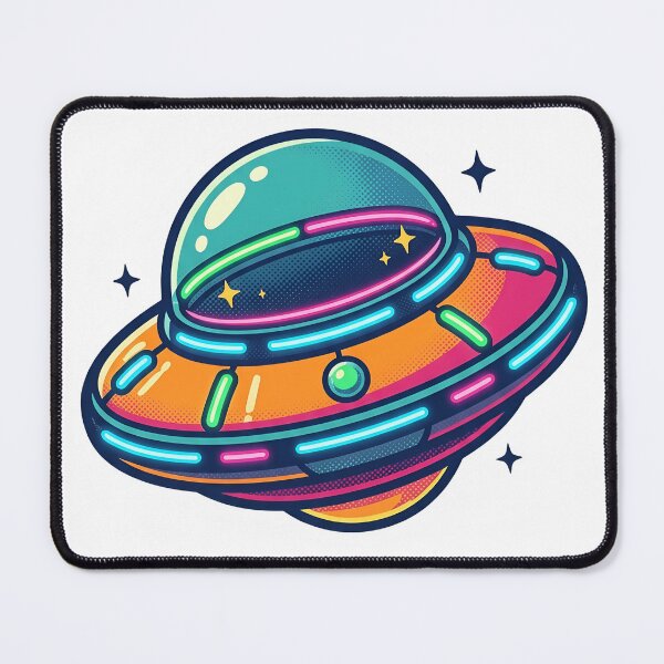 Item preview, Neon Ring Flying Saucer UFO Retro Space Sticker Colorful Alien Spaceship Art designed and sold by TrendyTravel.