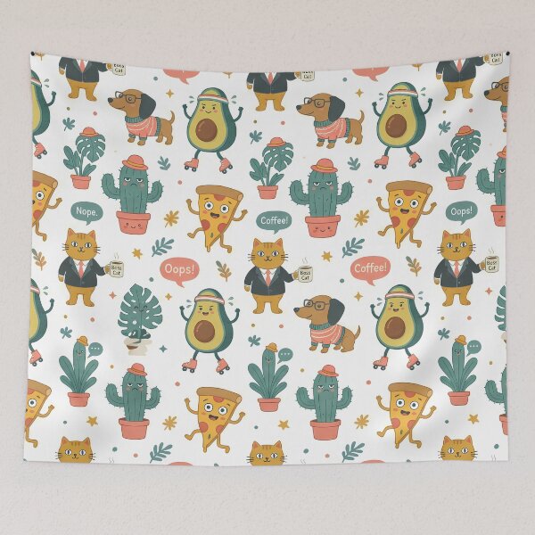 Item preview, Pizza Cactus Animal Illustrations Playfulness Charm Imaginative Art designed and sold by ART ATTACK ZONE.