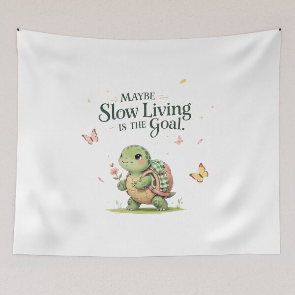 Item preview, Slow Living Is The Goal Cute Turtle Spring Cottagecore designed and sold by AQUILAKREO.
