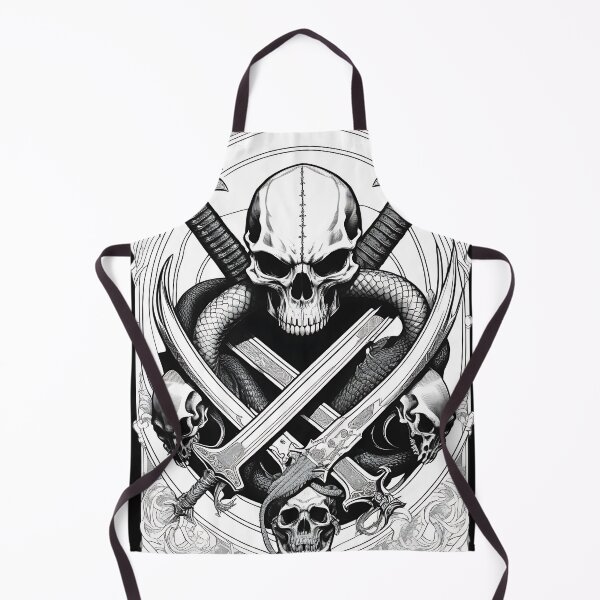Item preview, Dark Fantasy Skull Crossed Swords and Snake Engraving designed and sold by DarkOriginArts.