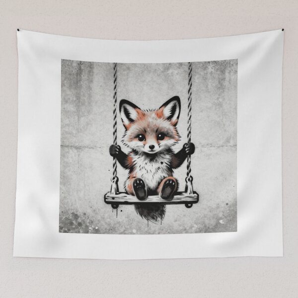 Item preview, Little Fox on a Swing – Urban Spray Paint Style designed and sold by Odd Little Studio.