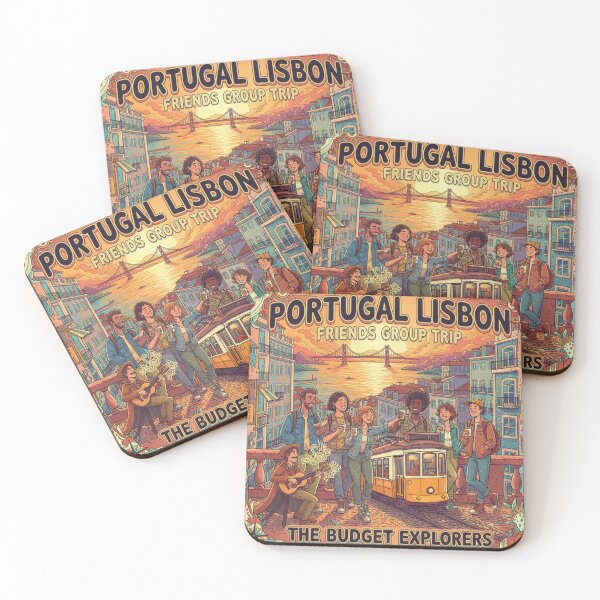 Item preview, Lisbon Friends Trip: Sunset Miradouro & Vintage Tram Travel Poster designed and sold by FitEnvy.