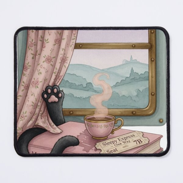 Item preview, Murder On The Sleepy Express — Vintage Train Cat Mystery Tee designed and sold by kosimazaki.