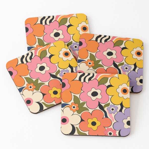 Item preview, 70s floral pop-art pattern designed and sold by Prasakro.