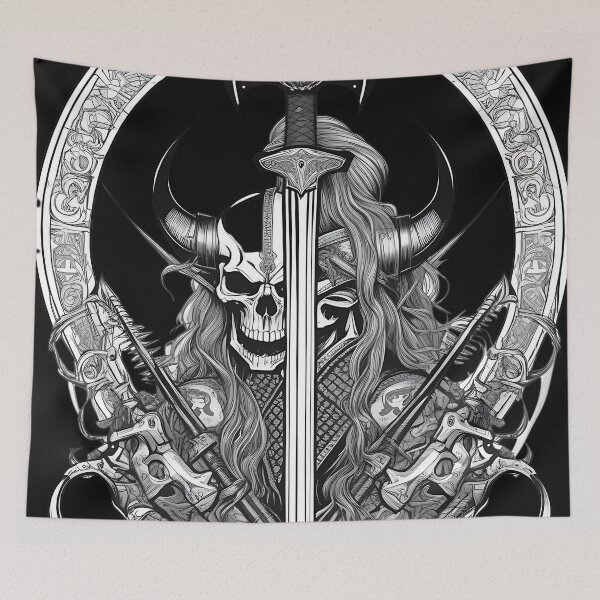 Item preview, Viking Berserker Skull Norse Sword Crest designed and sold by DarkOriginArts.
