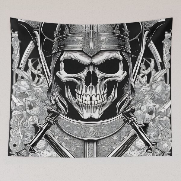 Item preview, Viking Warlord Skull Crossed Battle Axes Engraving designed and sold by DarkOriginArts.
