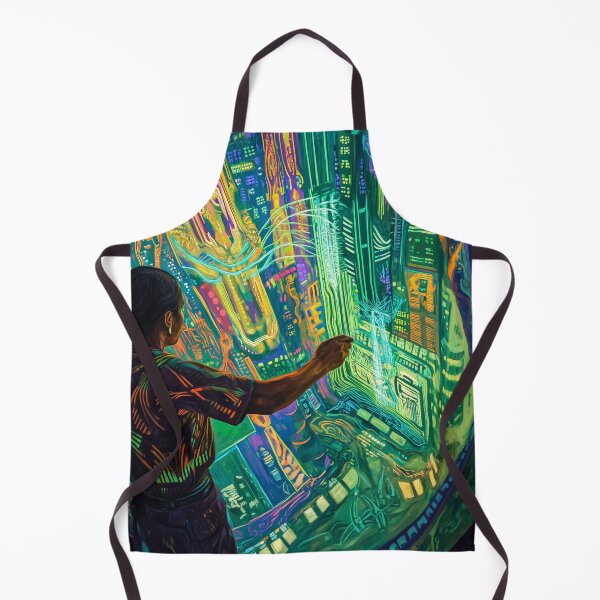 Item preview, Digital Goddess - Cyberpunk Neon Circuit Portrait designed and sold by Caspereickeart.