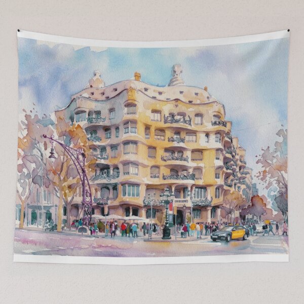 Item preview, Barcelona Casa Mila Watercolor designed and sold by caracatita75.