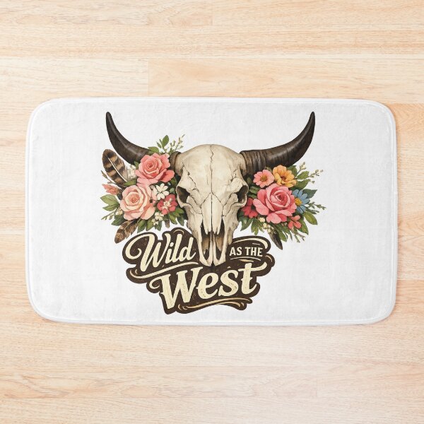 Item preview, Wild as the West Cow Skull Floral Western Boho Vintage Cowboy Cowgirl designed and sold by gillys.