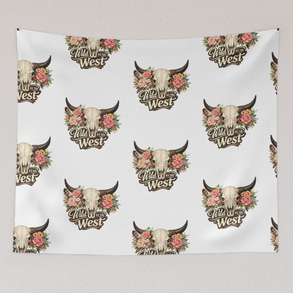 Item preview, Wild as the West Cow Skull Floral Western Boho Vintage Cowboy Cowgirl designed and sold by gillys.