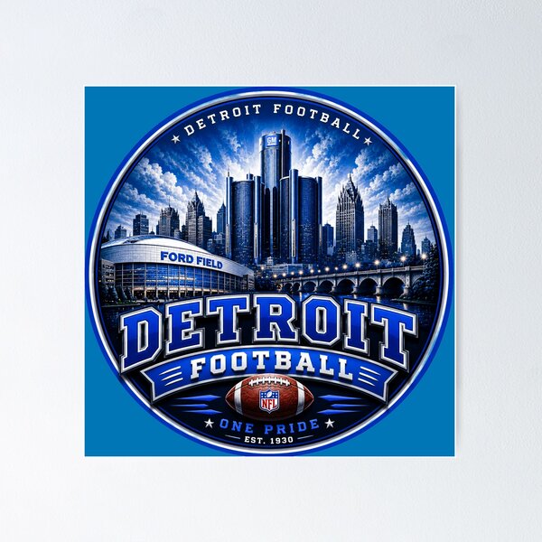 Item preview, Detroit Football Skyline GM Tower Vintage Sports Shirt designed and sold by TKOprintdesigns.