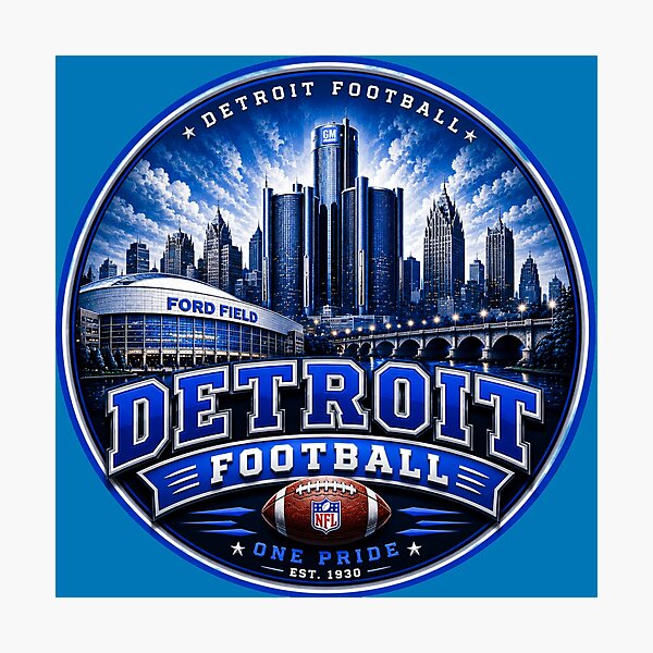 Item preview, Detroit Football Skyline GM Tower Vintage Sports Shirt designed and sold by TKOprintdesigns.