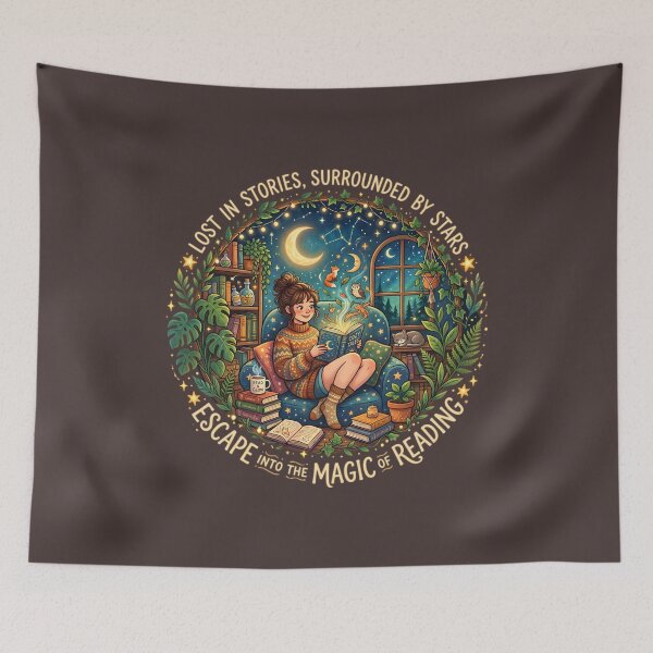 Item preview, The magic of reading under the stars. designed and sold by MyHappyArtShop.