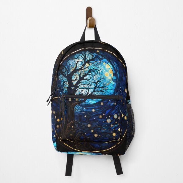 Item preview, Moonlit Tree Stained Glass Celestial Art designed and sold by pinkal.