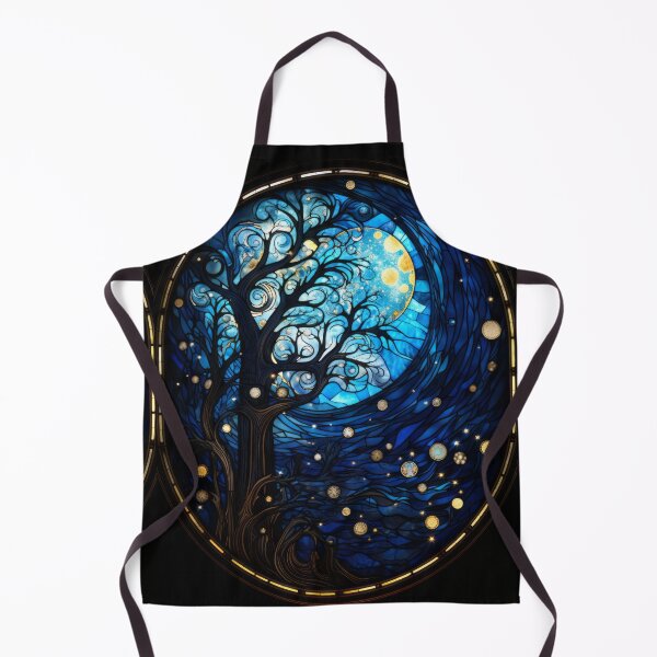 Item preview, Moonlit Tree Stained Glass Celestial Art designed and sold by pinkal.