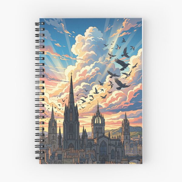 Item preview, Gothic City Twilight Ravens - Edinburgh Skyline / Ciudad Gotica Atardecer Cuervos designed and sold by SpiriTravels.