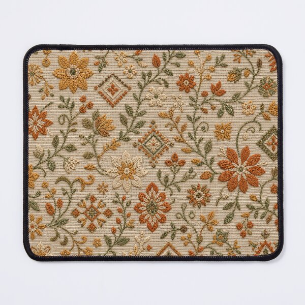 Item preview, Vintage Floral Embroidery Pattern Beige Linen designed and sold by frumixart.