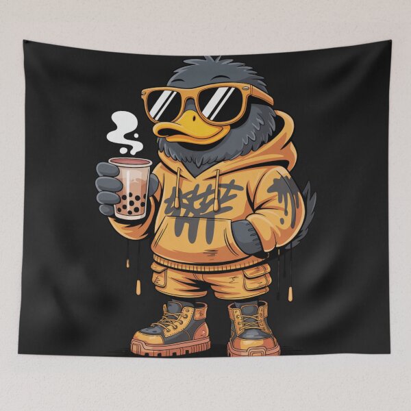 Item preview, Cool Duck Drinking Boba T-Shirt | Streetwear Drip Duck Cartoon | Bubble Tea Lover Graphic Hoodie Design designed and sold by Snark & Spark.