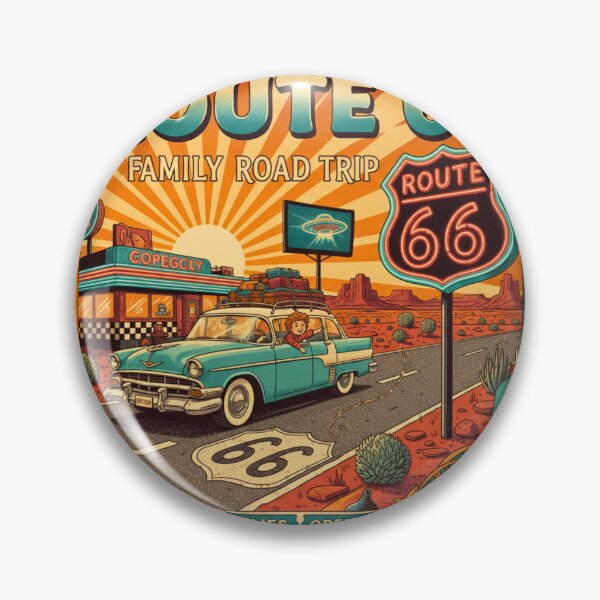 Item preview, Route 66 Centennial Sunset: Vintage Family Road Trip Art designed and sold by FitEnvy.