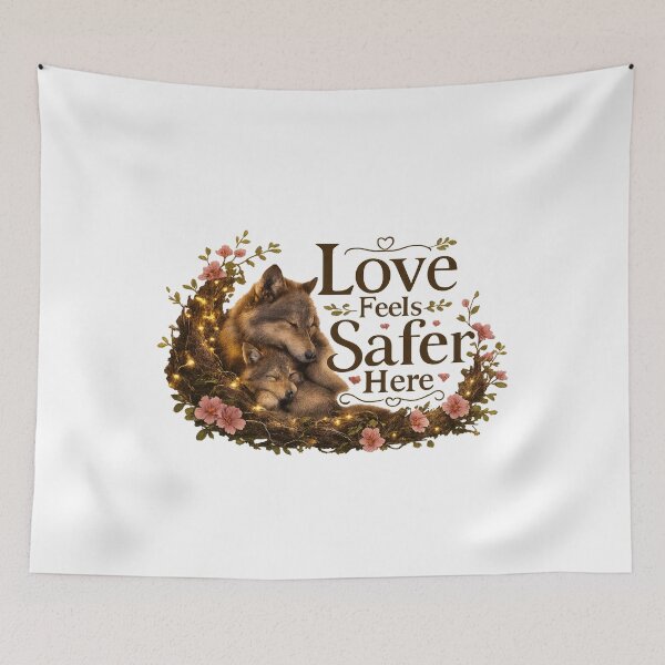 Item preview, Love Feels Safer Here, Romantic Healing Aesthetic Design designed and sold by JagrDesigns.